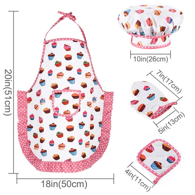 HmiL-U Chef Set for Kids - 13 Pcs Kids Cooking and Baking Set Includes Kids Apron  Chef Hat  Utensils  Cooking Mitt for Kids Chef Role Play Set   Gift for 3 Year Old Girls and up(Cake) - Image 5